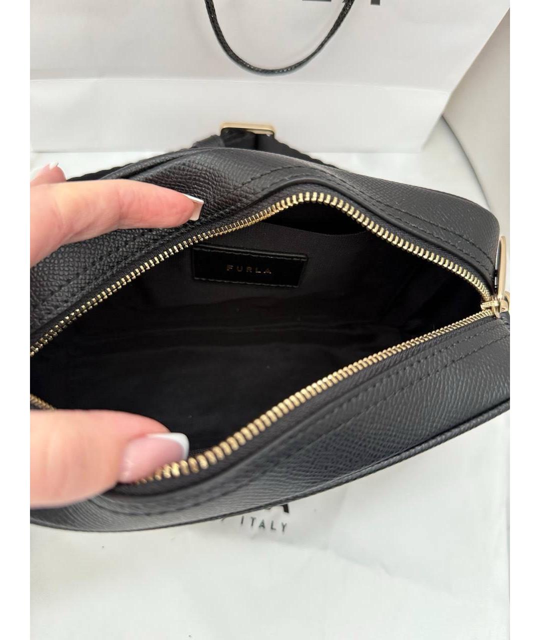 FURLA Черная кожаная сумка через плечо, фото 6