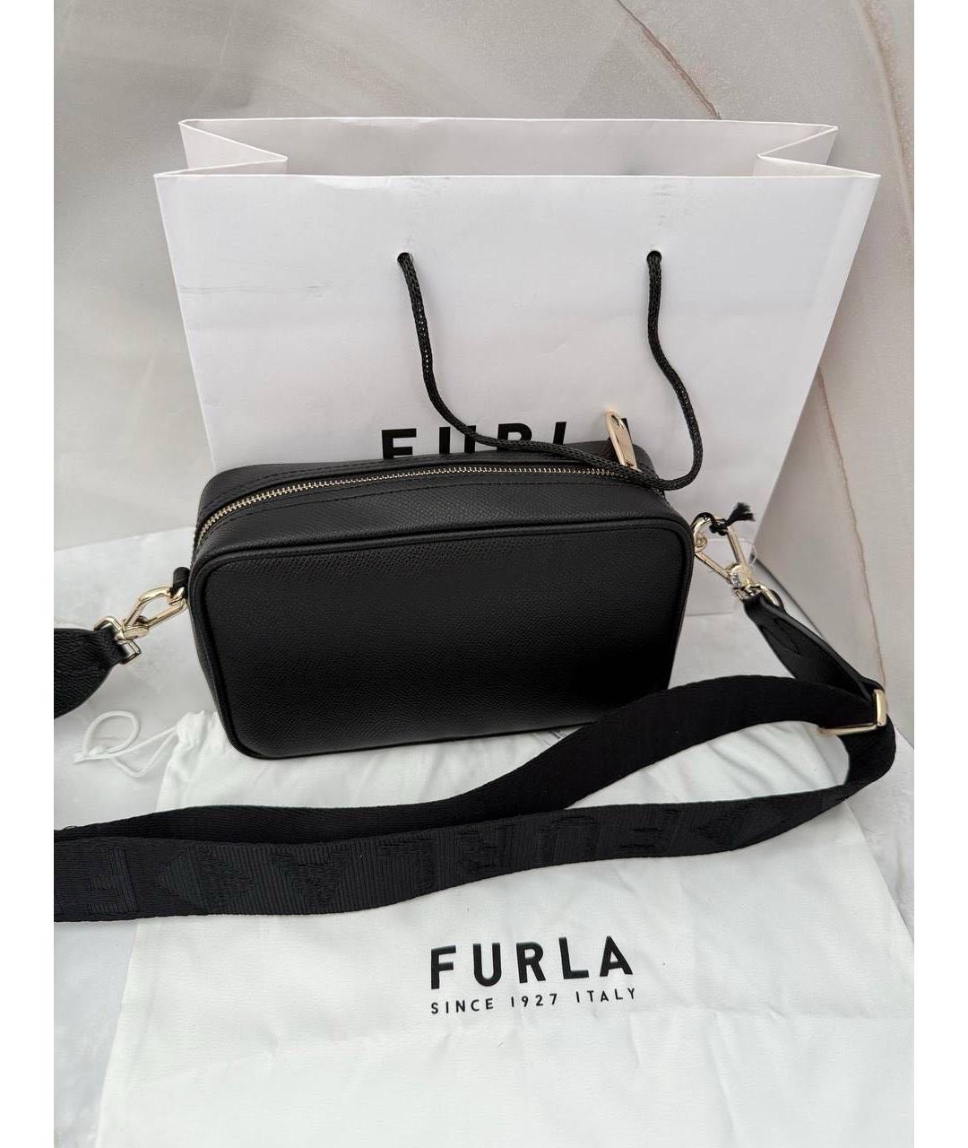 FURLA Черная кожаная сумка через плечо, фото 3