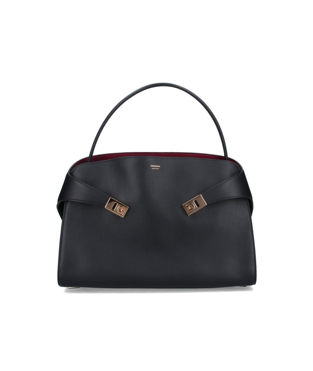 FERRAGAMO Черная кожаная сумка тоут, фото 1