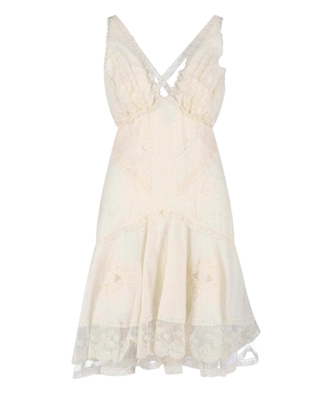 ERMANNO SCERVINO Белое хлопковое коктейльное платье, фото 1