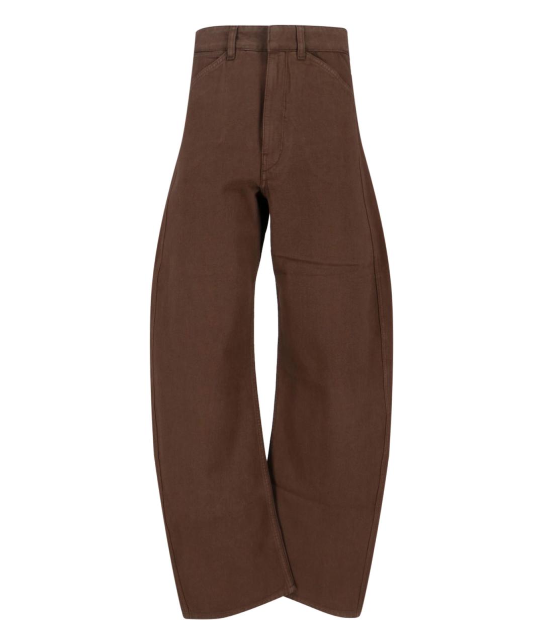 LEMAIRE Коричневые хлопковые прямые брюки, фото 1