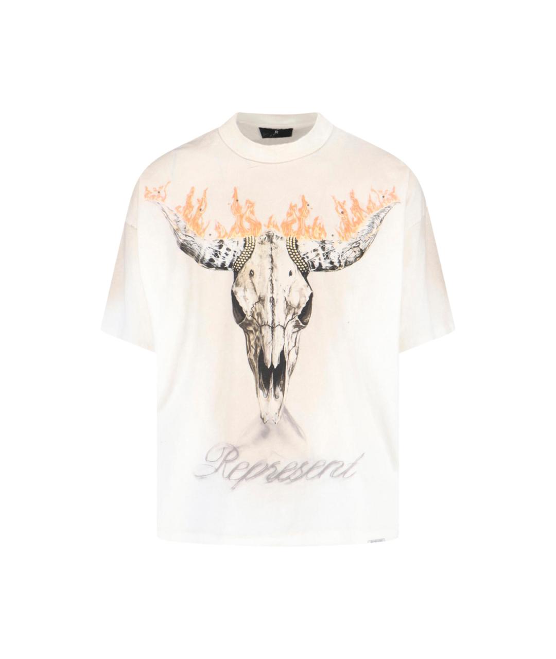 REPRESENT Бежевая хлопковая футболка, фото 1