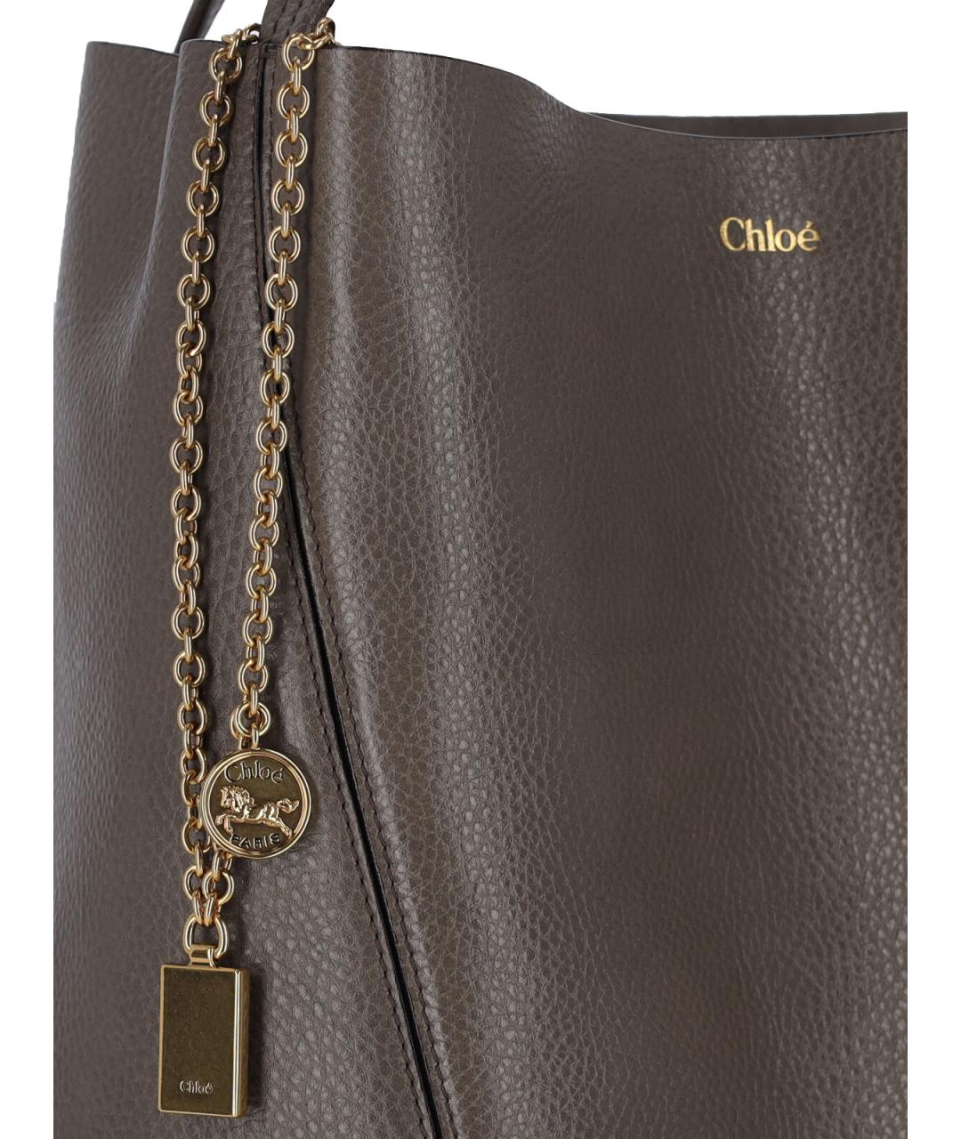 CHLOE Серая кожаная сумка тоут, фото 6