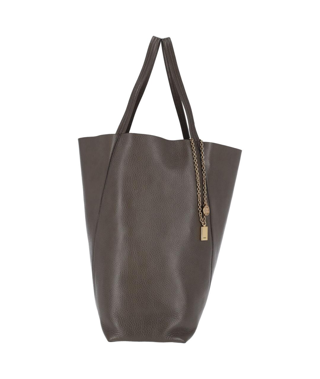 CHLOE Серая кожаная сумка тоут, фото 5