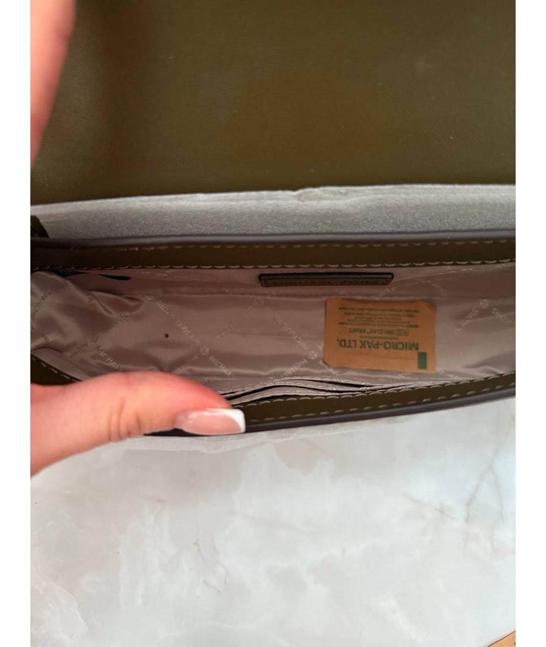 MICHAEL KORS Хаки кожаная сумка через плечо, фото 5