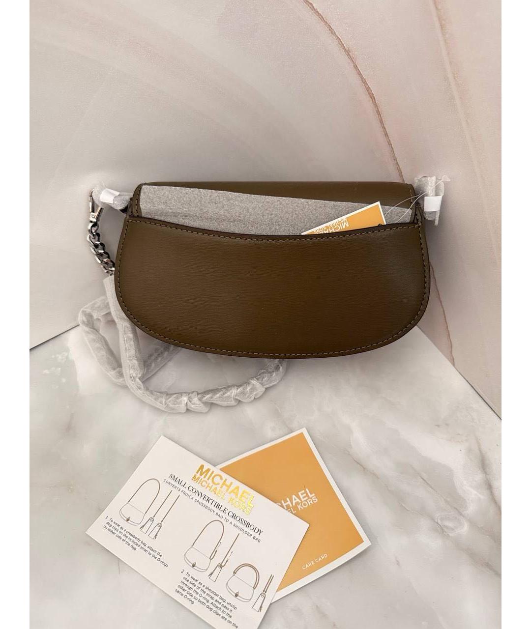 MICHAEL KORS Хаки кожаная сумка через плечо, фото 3