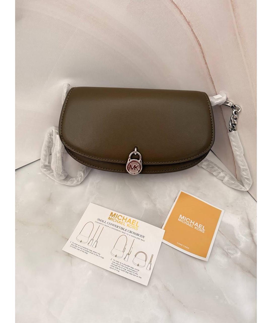 MICHAEL KORS Хаки кожаная сумка через плечо, фото 2