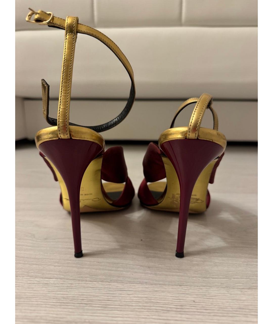 OSCAR DE LA RENTA Бордовые текстильные босоножки, фото 4