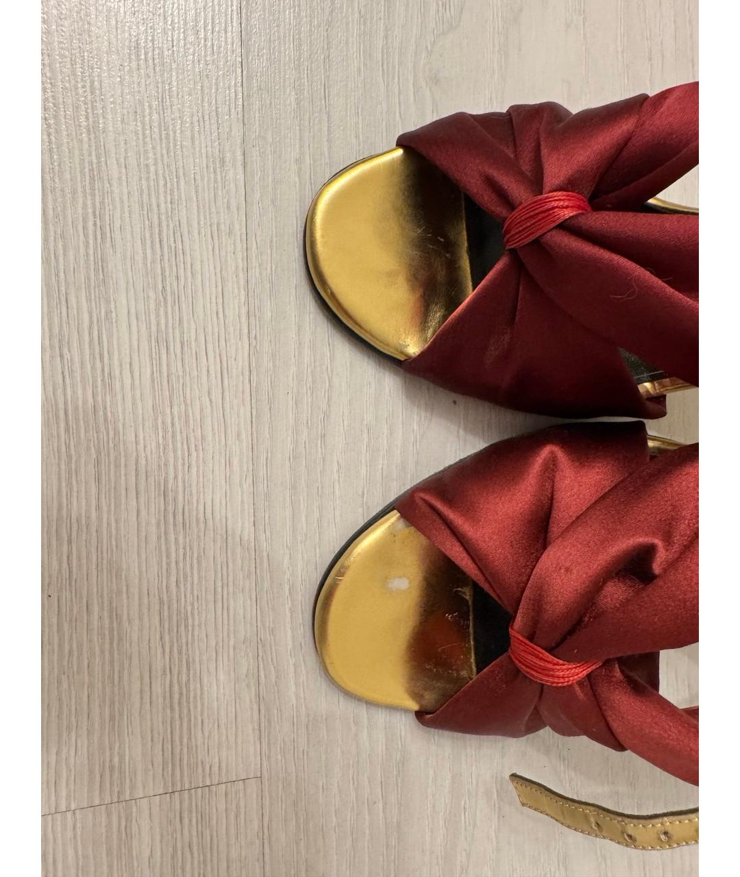 OSCAR DE LA RENTA Бордовые текстильные босоножки, фото 9