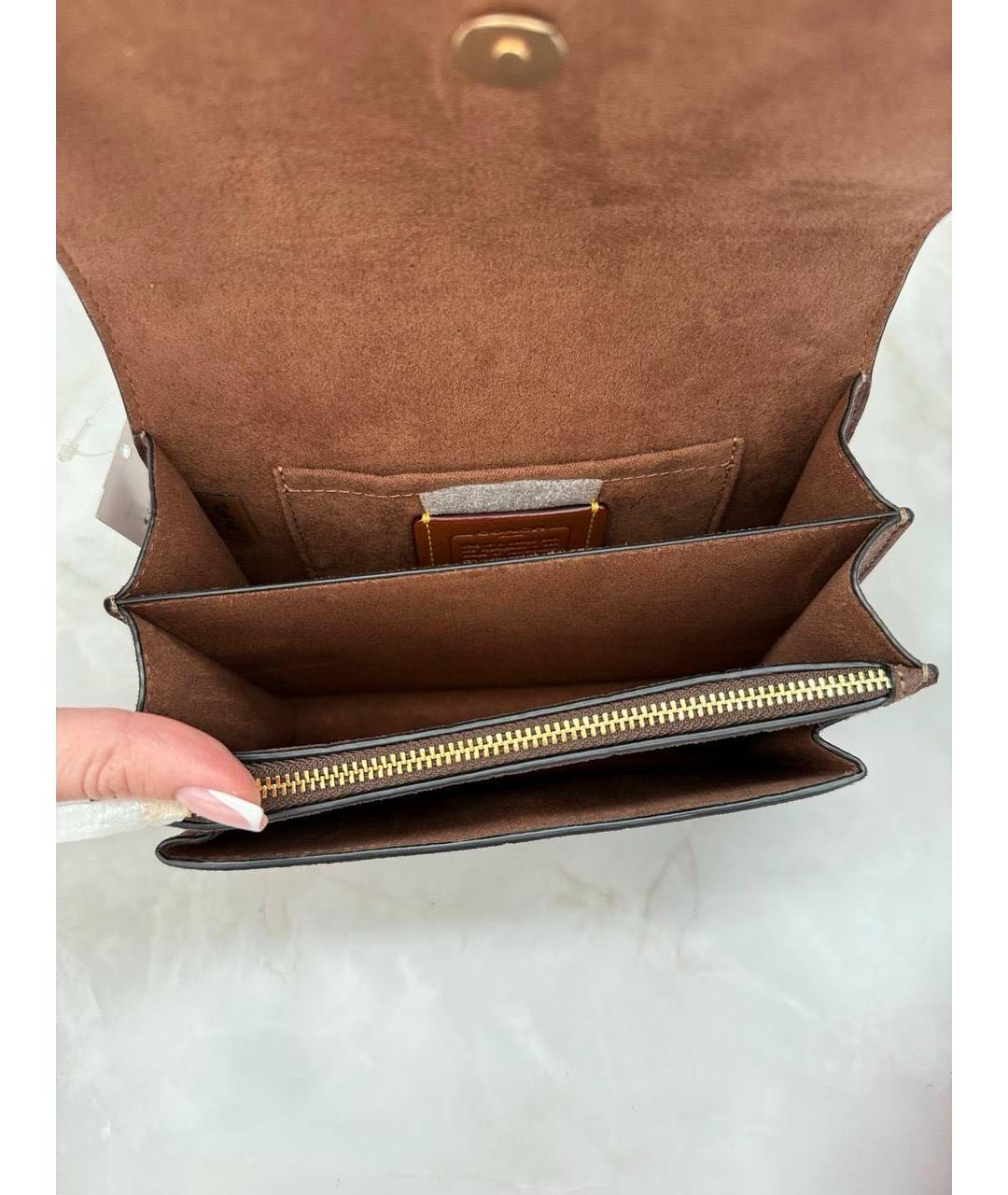 COACH Коричневая замшевая сумка через плечо, фото 7