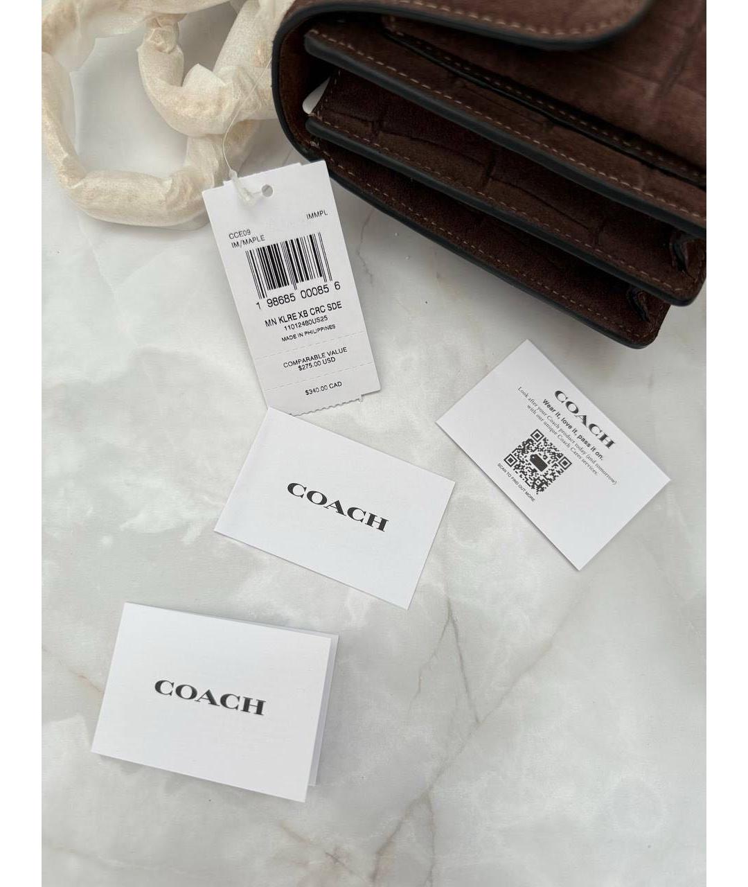 COACH Коричневая замшевая сумка через плечо, фото 8