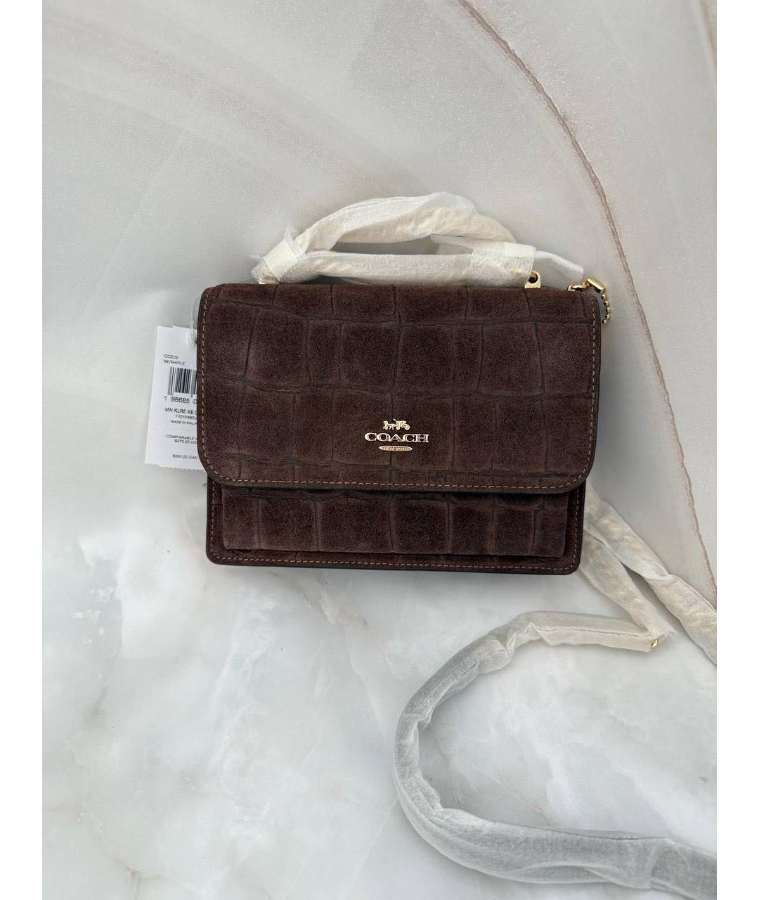 COACH Коричневая замшевая сумка через плечо, фото 3