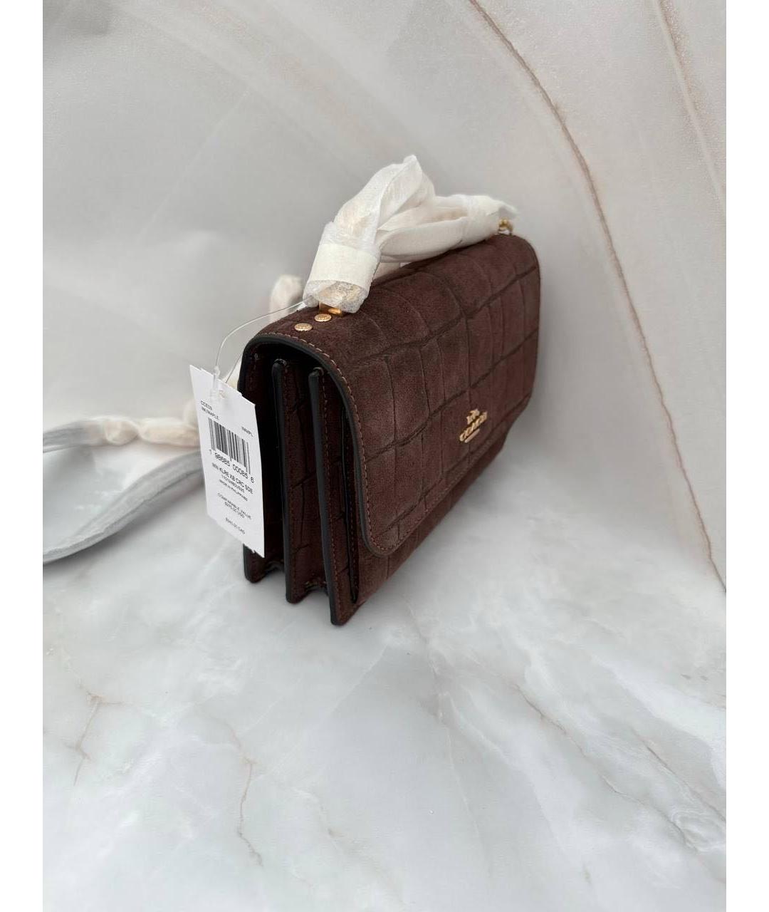 COACH Коричневая замшевая сумка через плечо, фото 5