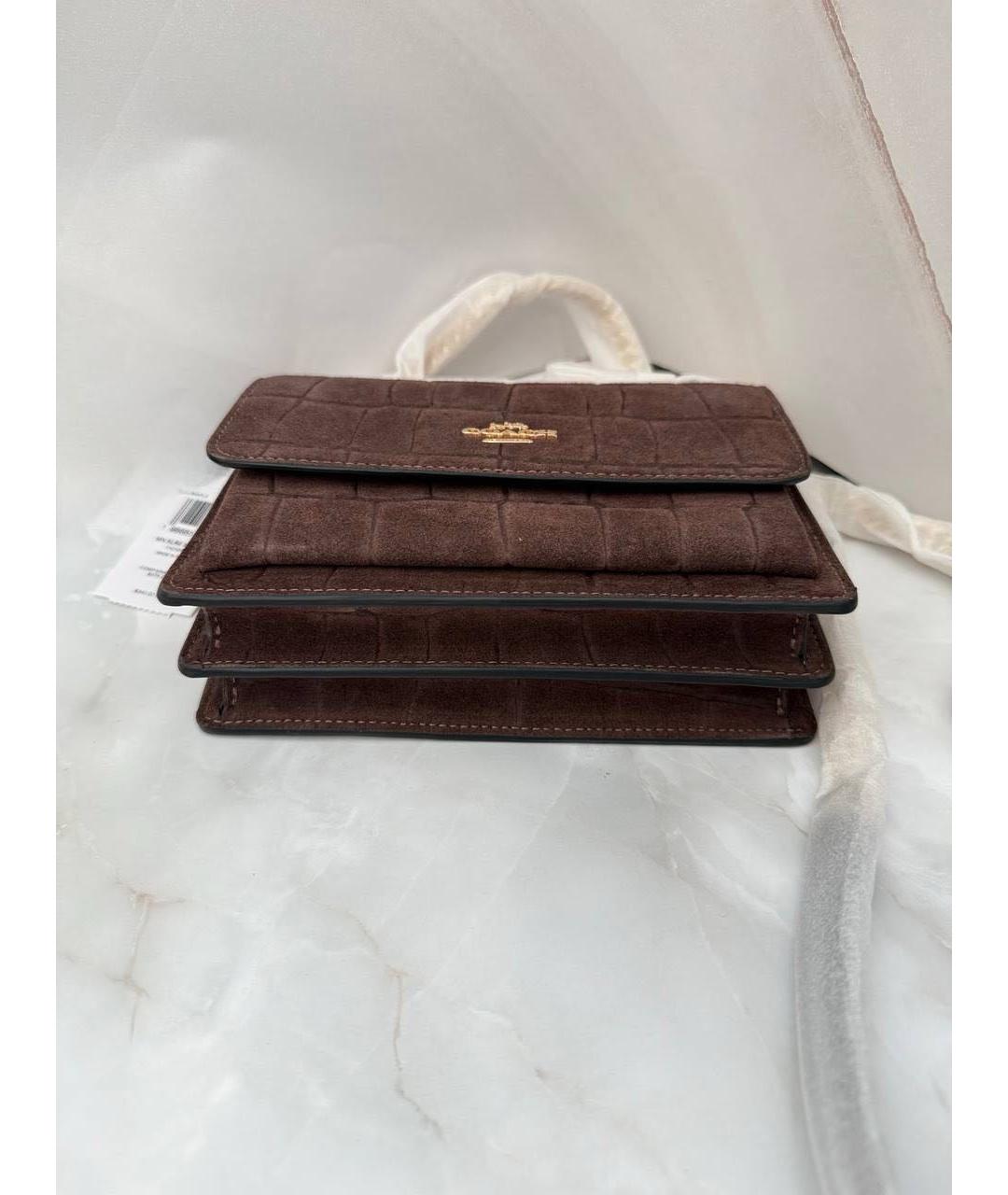 COACH Коричневая замшевая сумка через плечо, фото 4