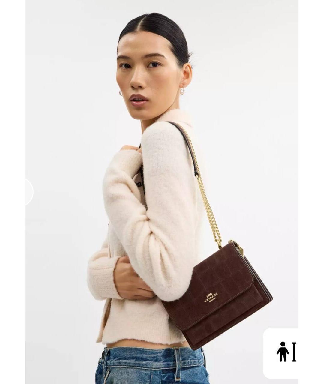 COACH Коричневая замшевая сумка через плечо, фото 2