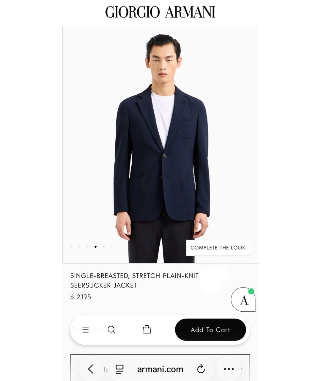 ARMANI COLLEZIONI Темно-синий вискозный пиджак, фото 8