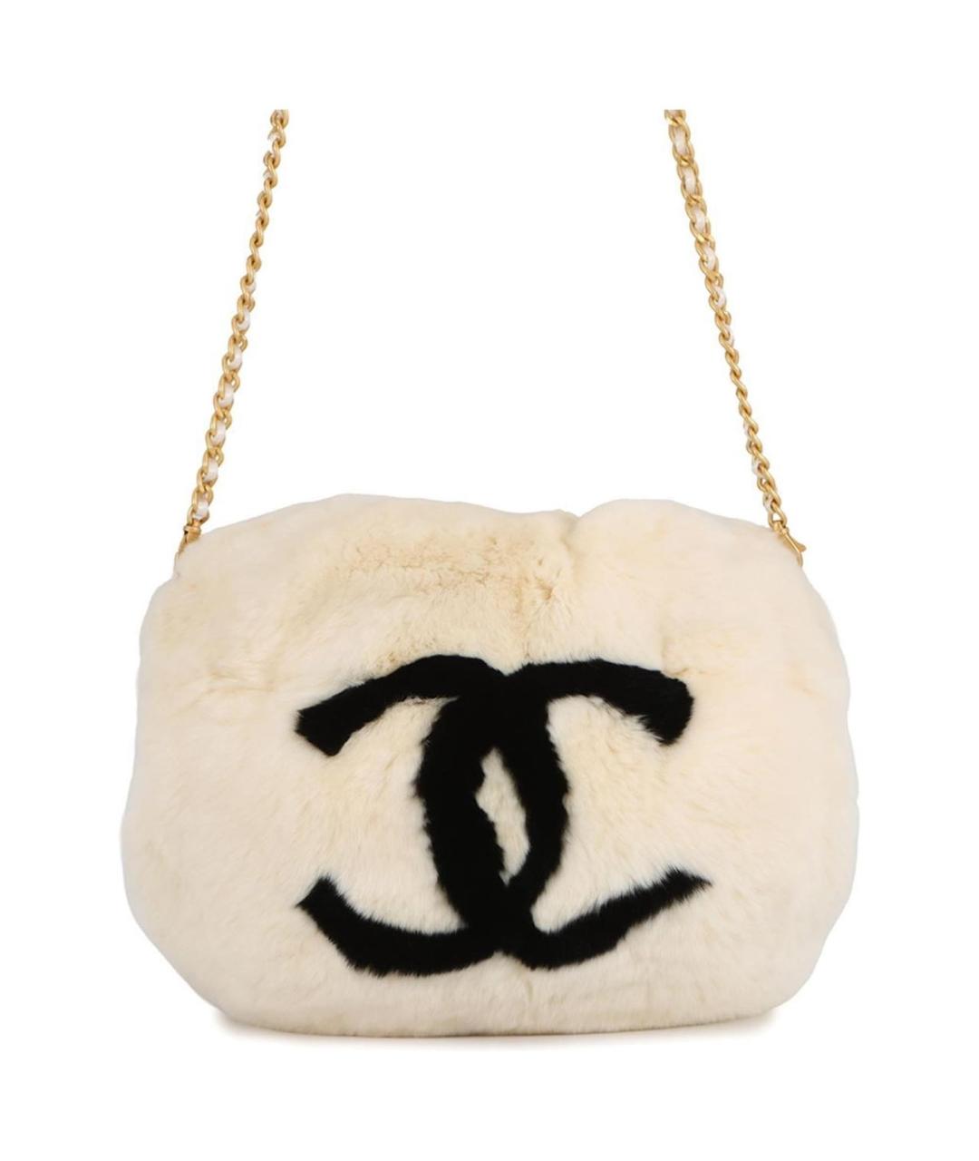 CHANEL Белая меховая сумка через плечо, фото 1