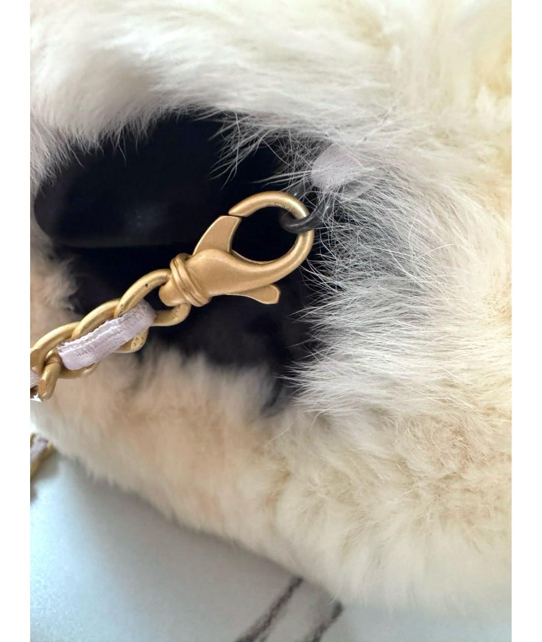 CHANEL Белая меховая сумка через плечо, фото 4