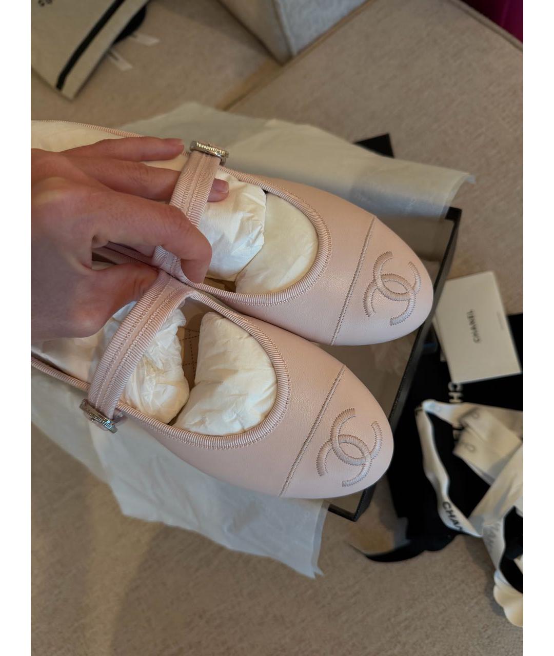 CHANEL Розовые кожаные балетки, фото 3