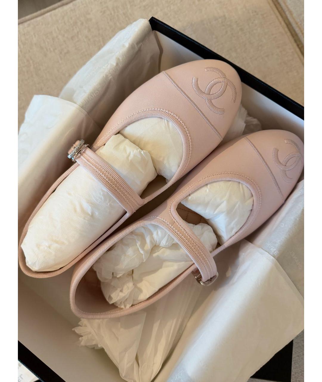 CHANEL Розовые кожаные балетки, фото 2