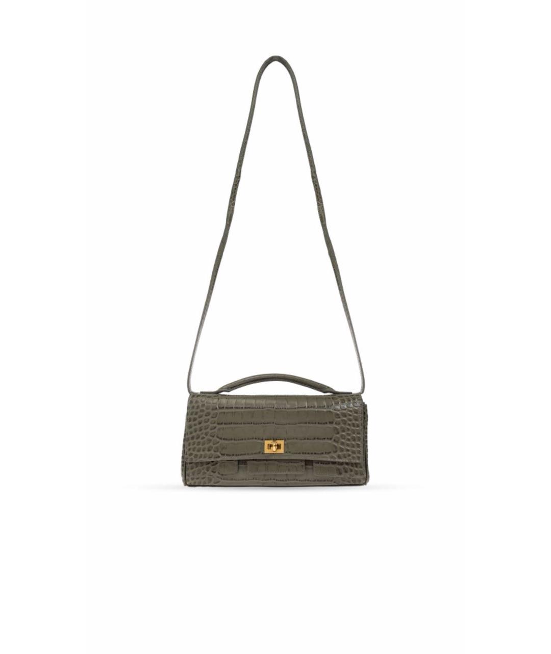 BALENCIAGA Хаки кожаная сумка через плечо, фото 7