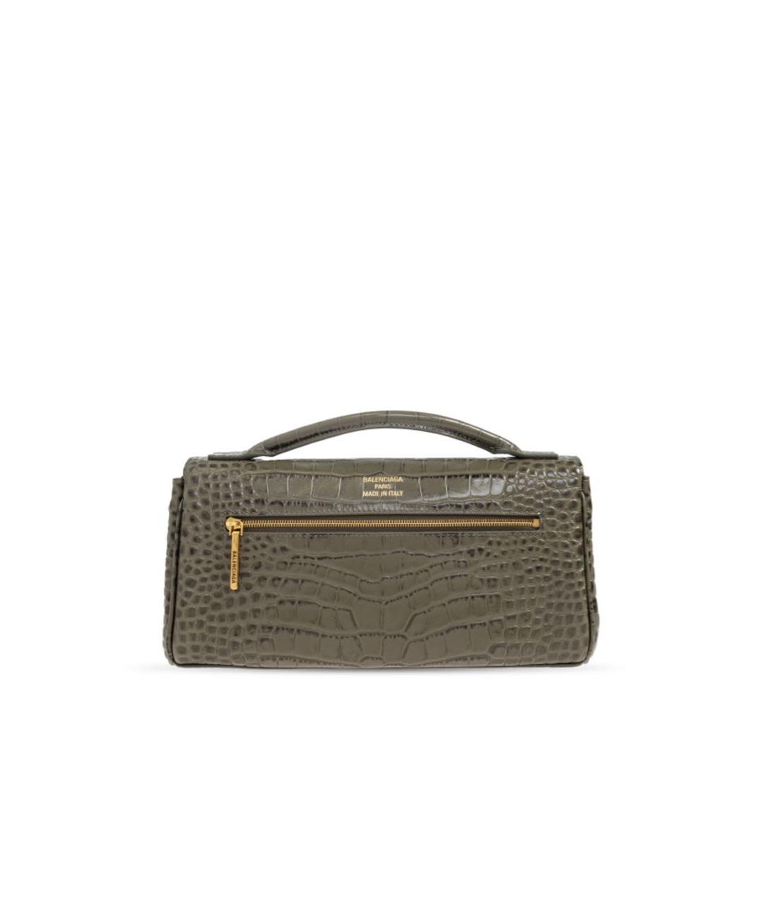 BALENCIAGA Хаки кожаная сумка через плечо, фото 5