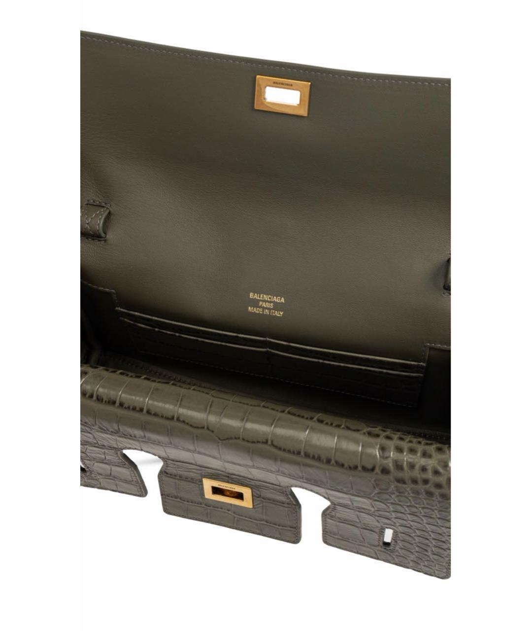 BALENCIAGA Хаки кожаная сумка через плечо, фото 6