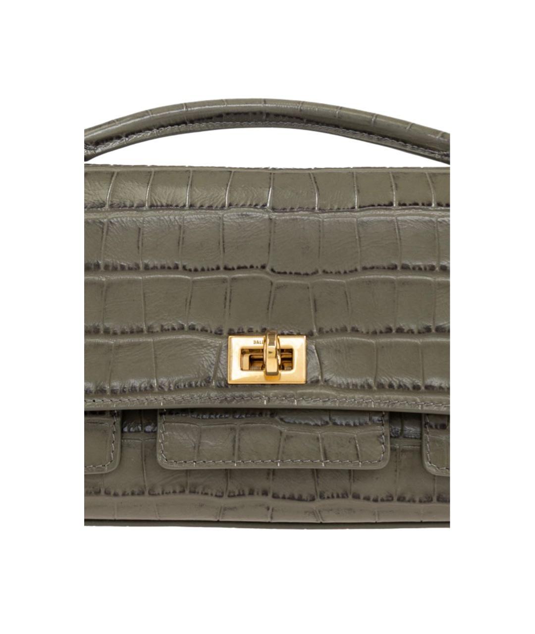 BALENCIAGA Хаки кожаная сумка через плечо, фото 4