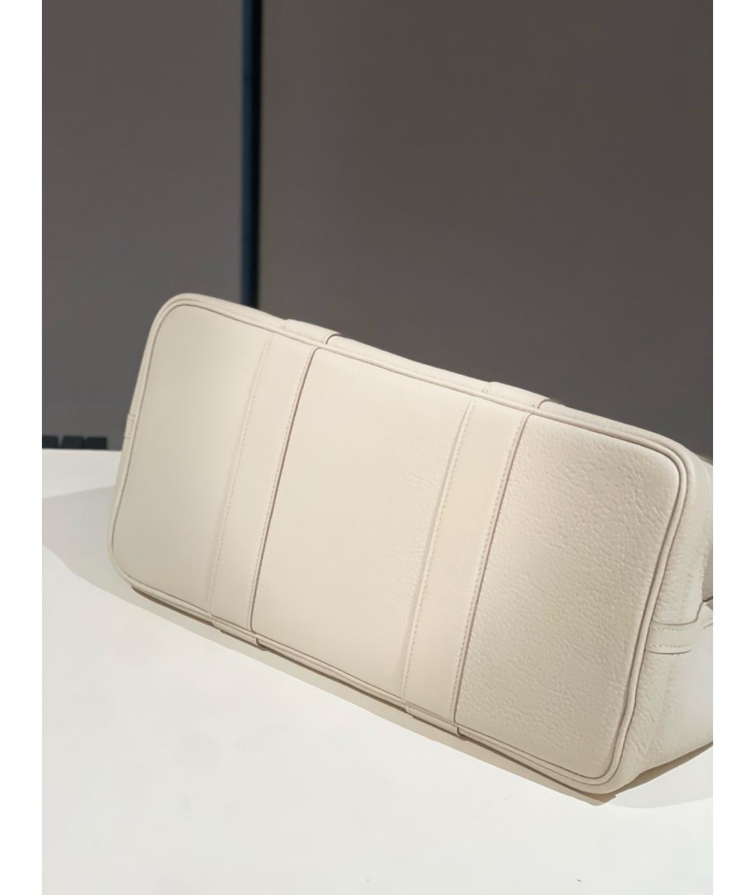 HERMES Белая кожаная сумка тоут, фото 5