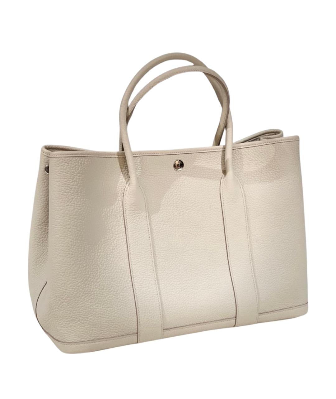 HERMES Белая кожаная сумка тоут, фото 1