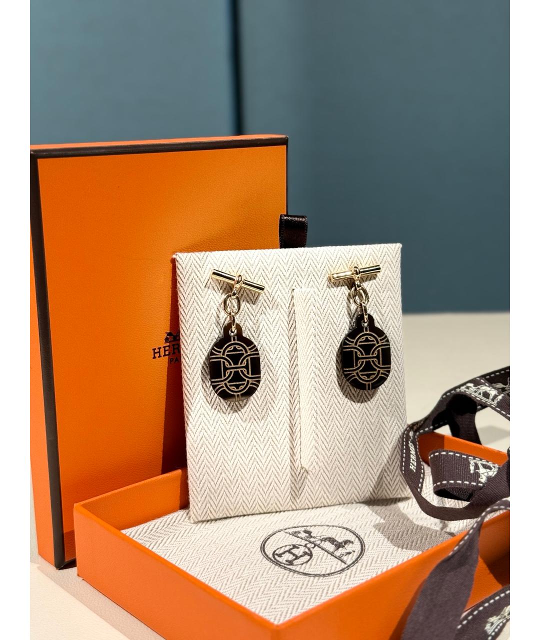 HERMES Черные серьги, фото 4