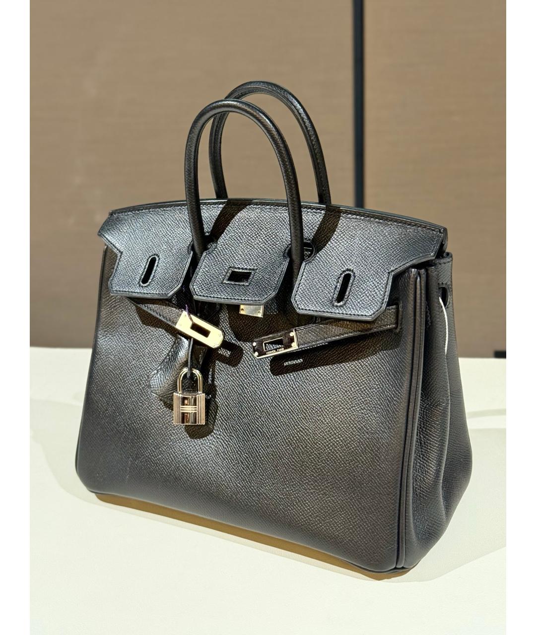 HERMES Черная кожаная сумка с короткими ручками, фото 2