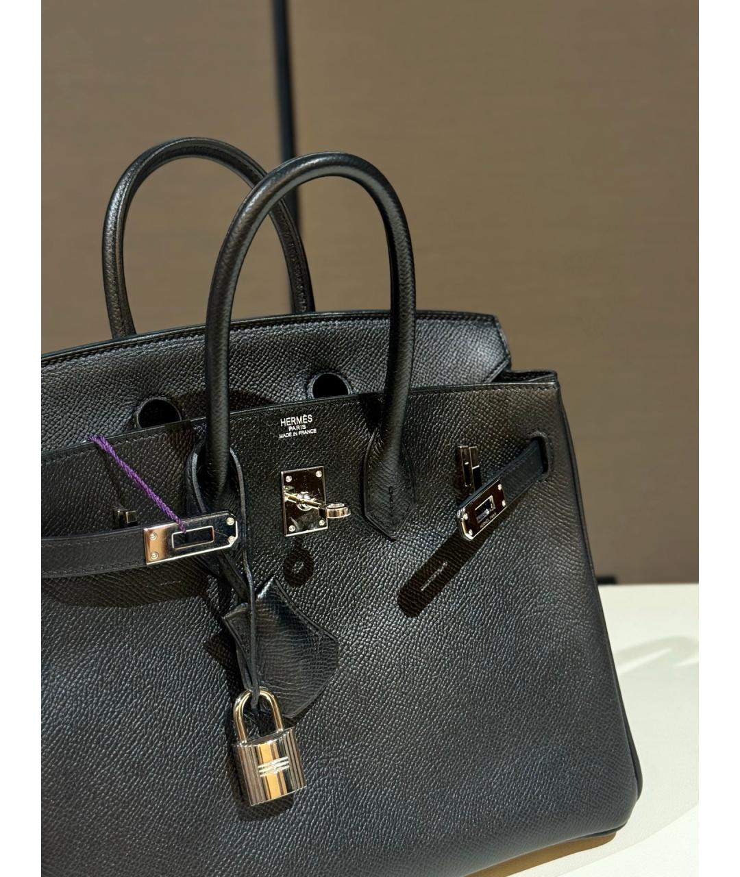 HERMES Черная кожаная сумка с короткими ручками, фото 8