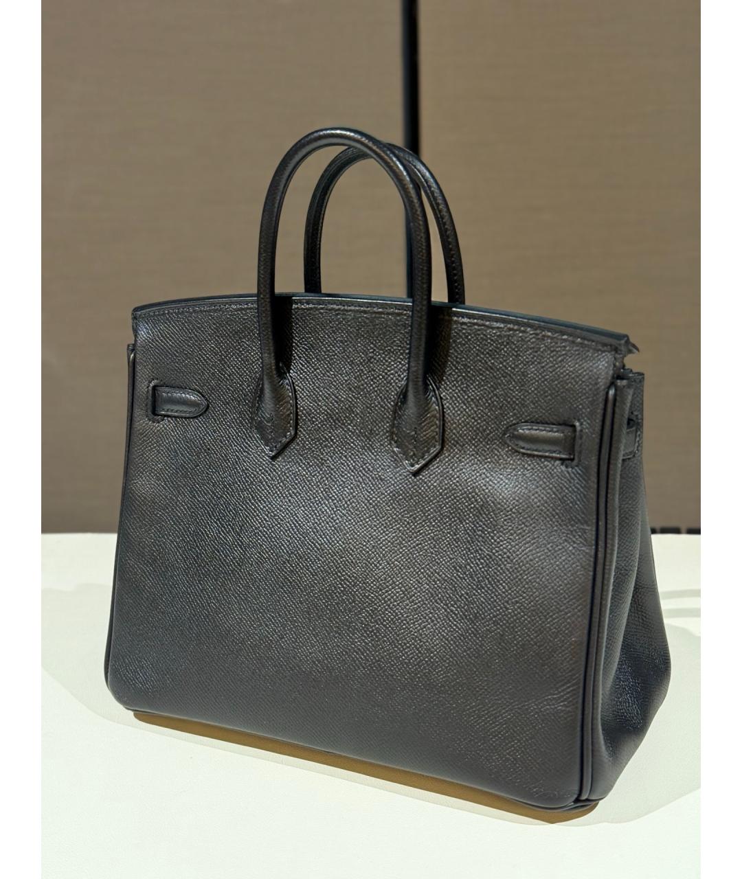 HERMES Черная кожаная сумка с короткими ручками, фото 5