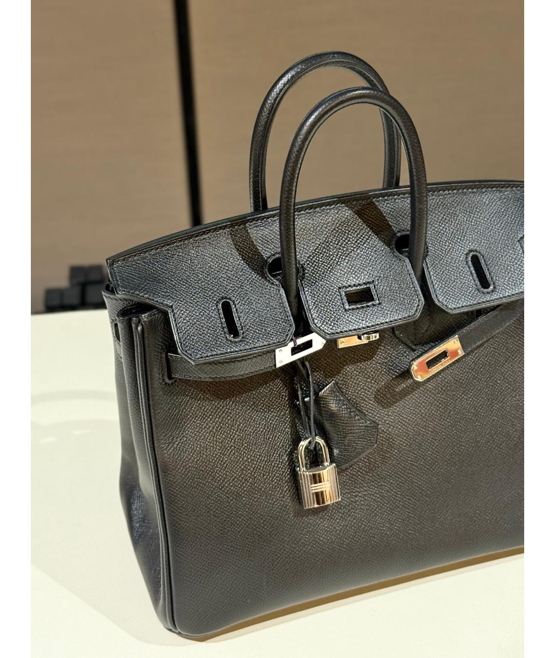 HERMES Черная кожаная сумка с короткими ручками, фото 3