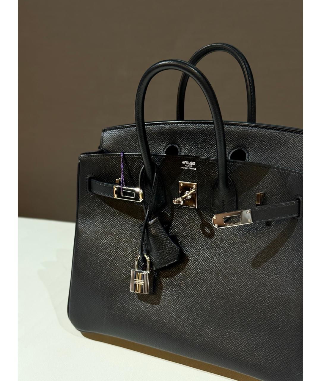 HERMES Черная кожаная сумка с короткими ручками, фото 9