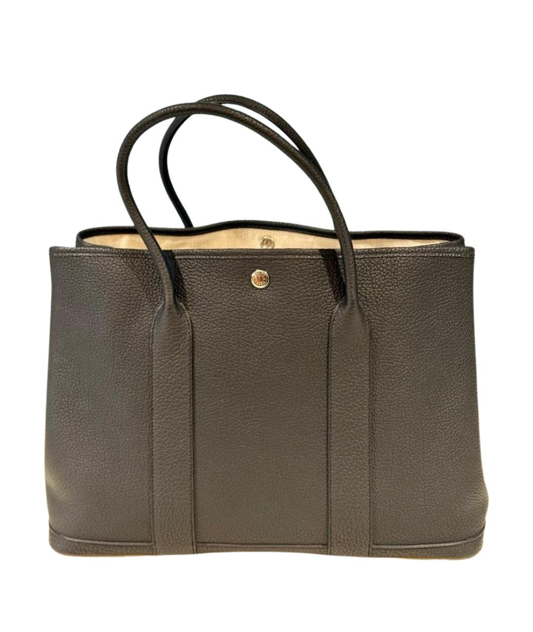 HERMES Черная кожаная сумка тоут, фото 1