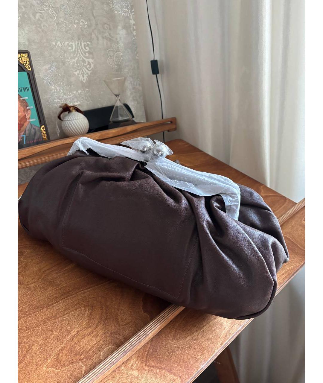 WEEKEND MAX MARA Коричневая кожаная сумка через плечо, фото 3