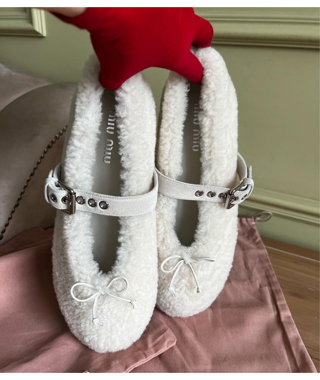 MIU MIU Белые балетки, фото 5