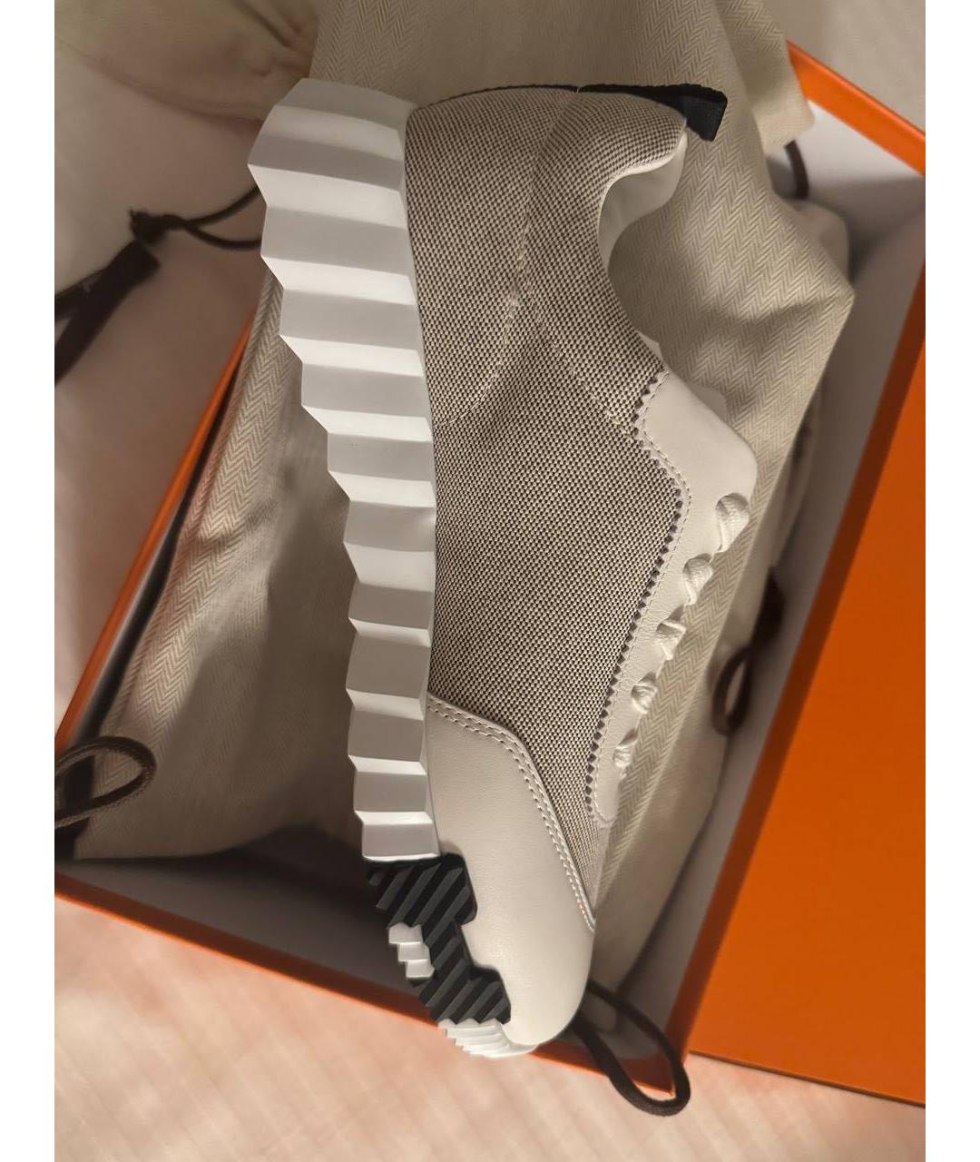 HERMES Серые кожаные кроссовки, фото 3