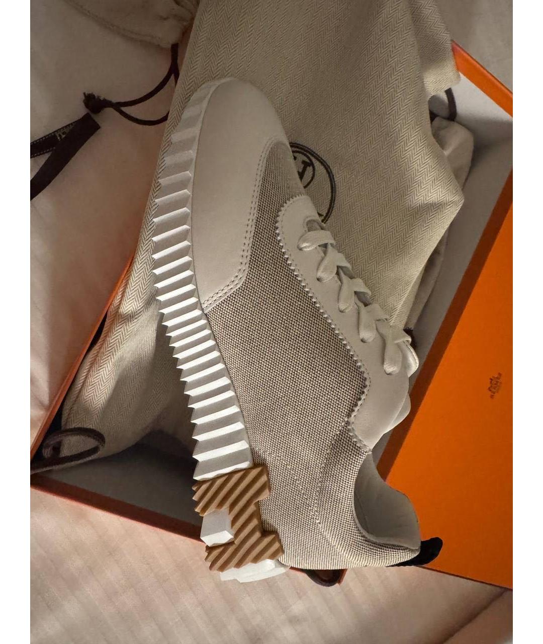 HERMES Серые кожаные кроссовки, фото 4