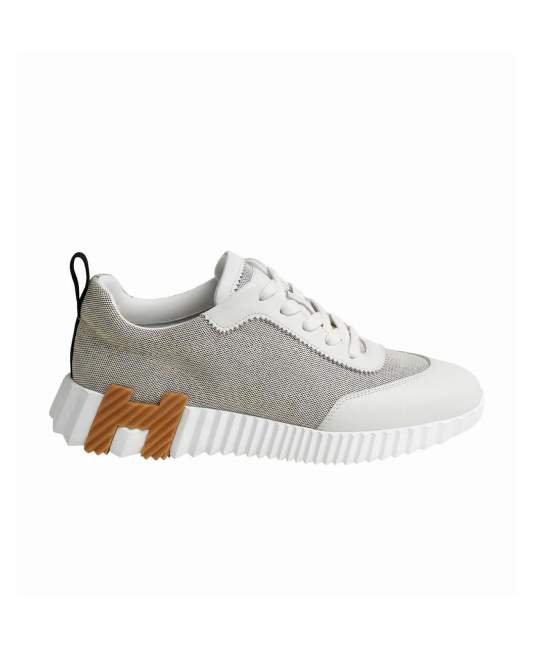 HERMES Серые кожаные кроссовки, фото 6