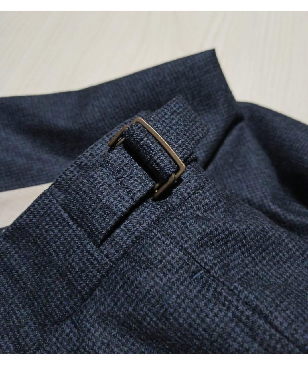 LARDINI Темно-синие шерстяные повседневные брюки, фото 8