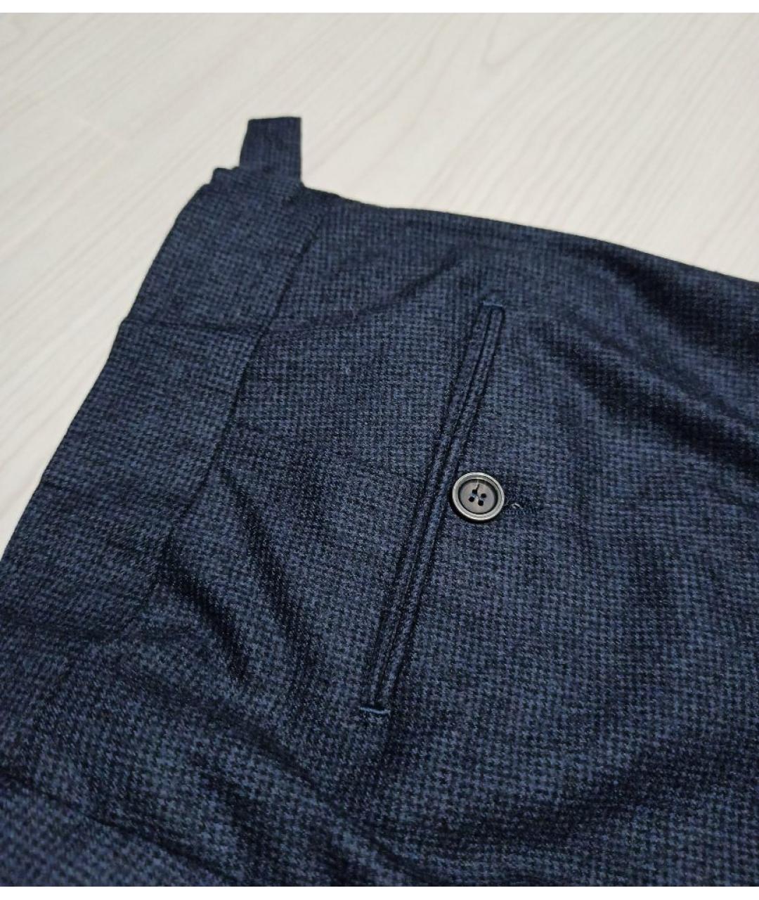 LARDINI Темно-синие шерстяные повседневные брюки, фото 9