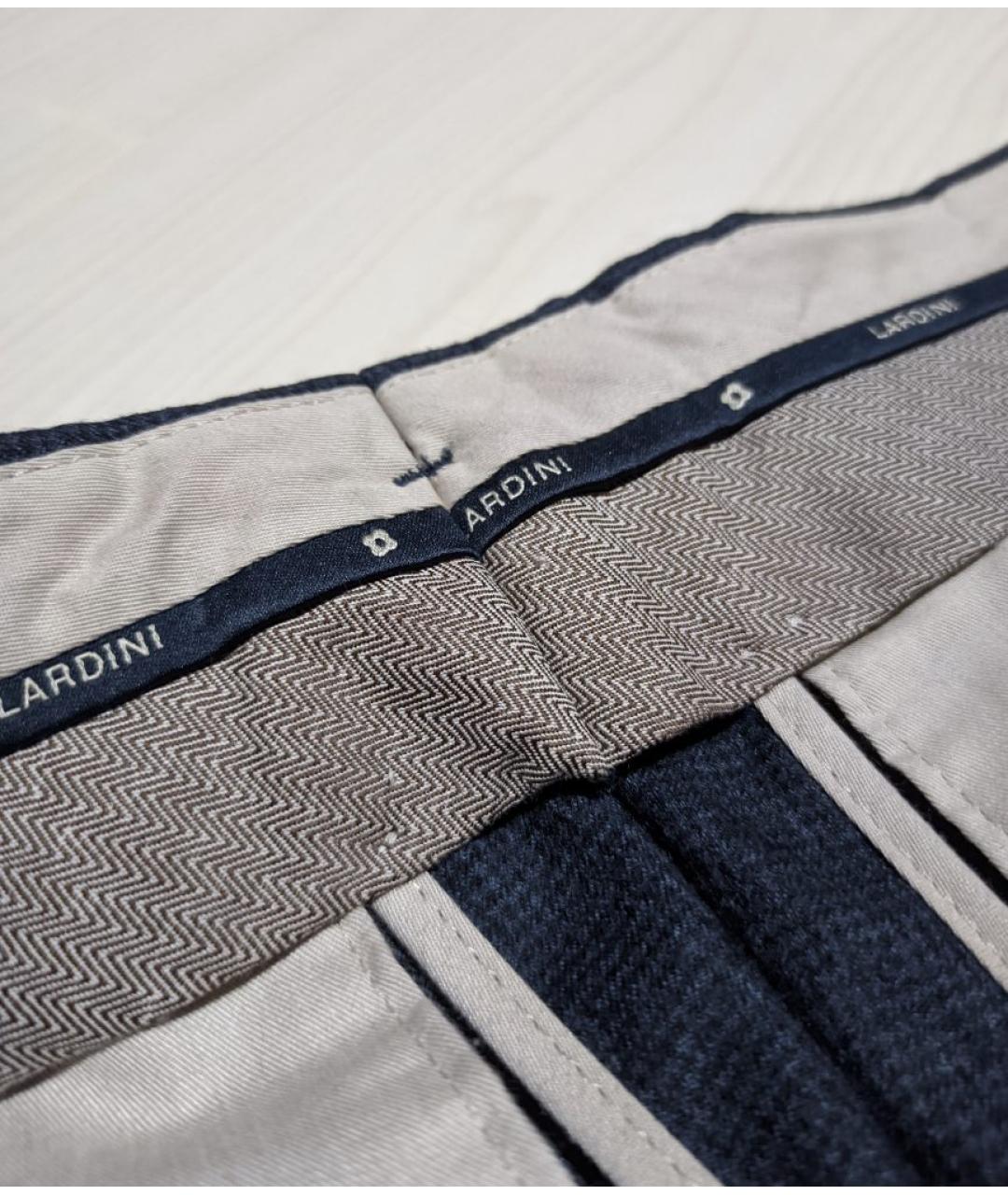 LARDINI Темно-синие шерстяные повседневные брюки, фото 7