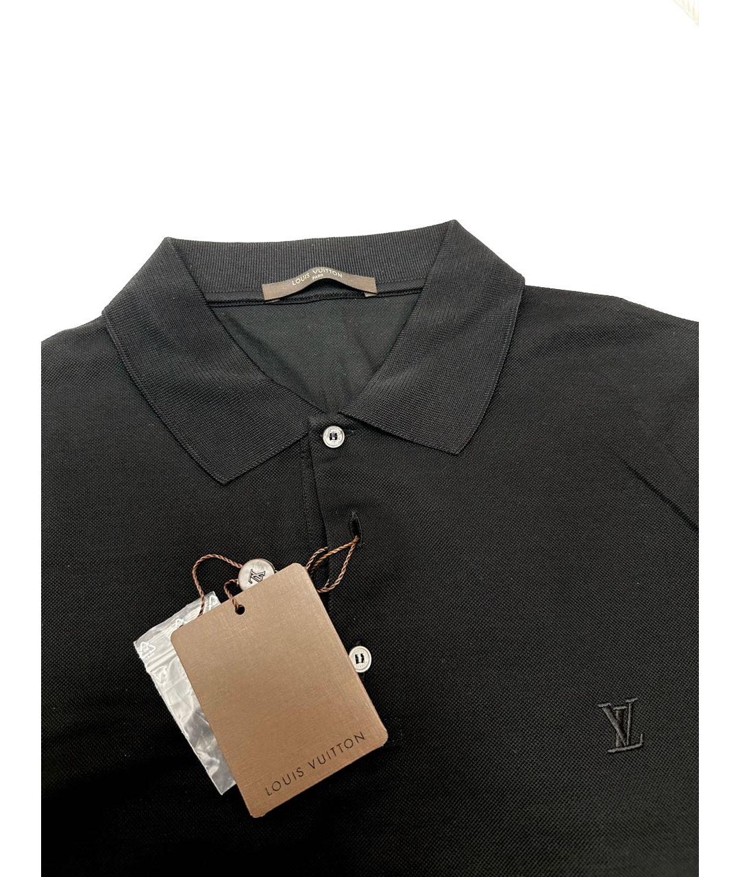 LOUIS VUITTON Черное хлопковое поло с коротким рукавом, фото 3
