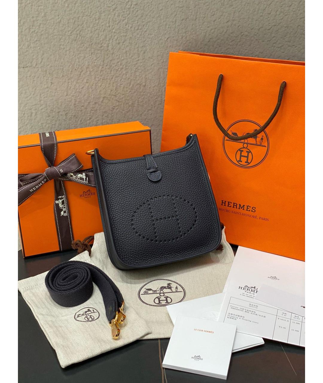 HERMES Черная кожаная сумка через плечо, фото 2