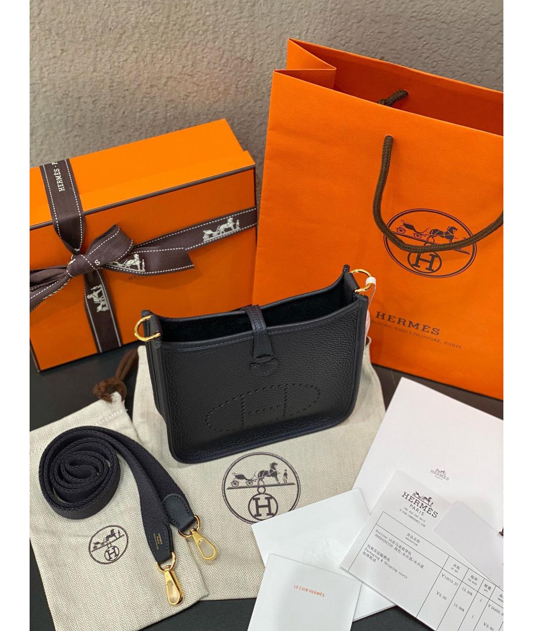 HERMES Черная кожаная сумка через плечо, фото 7