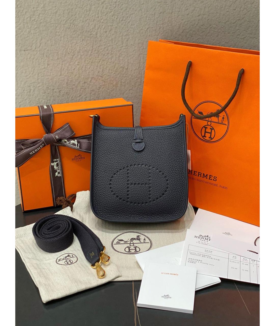 HERMES Черная кожаная сумка через плечо, фото 10