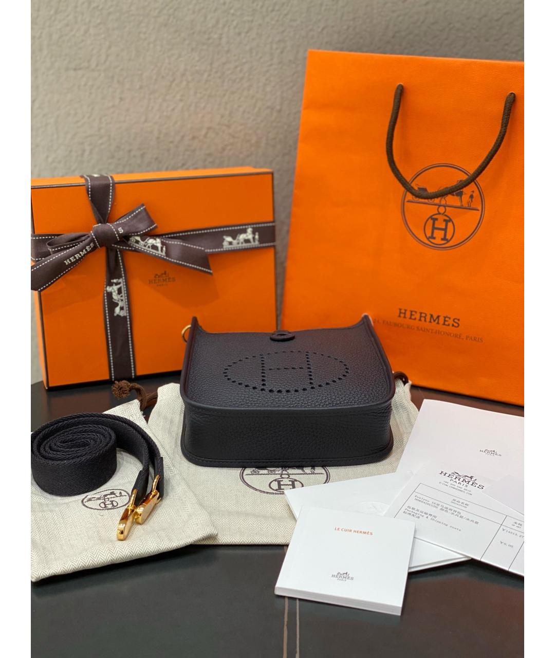 HERMES Черная кожаная сумка через плечо, фото 6